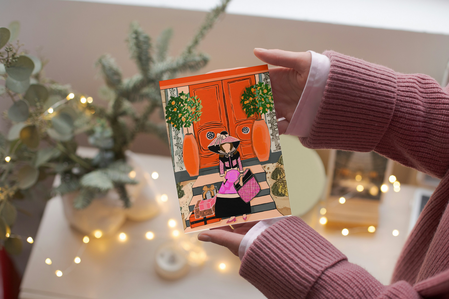 Tangerine & Haute Individual Holiday Greeting Card