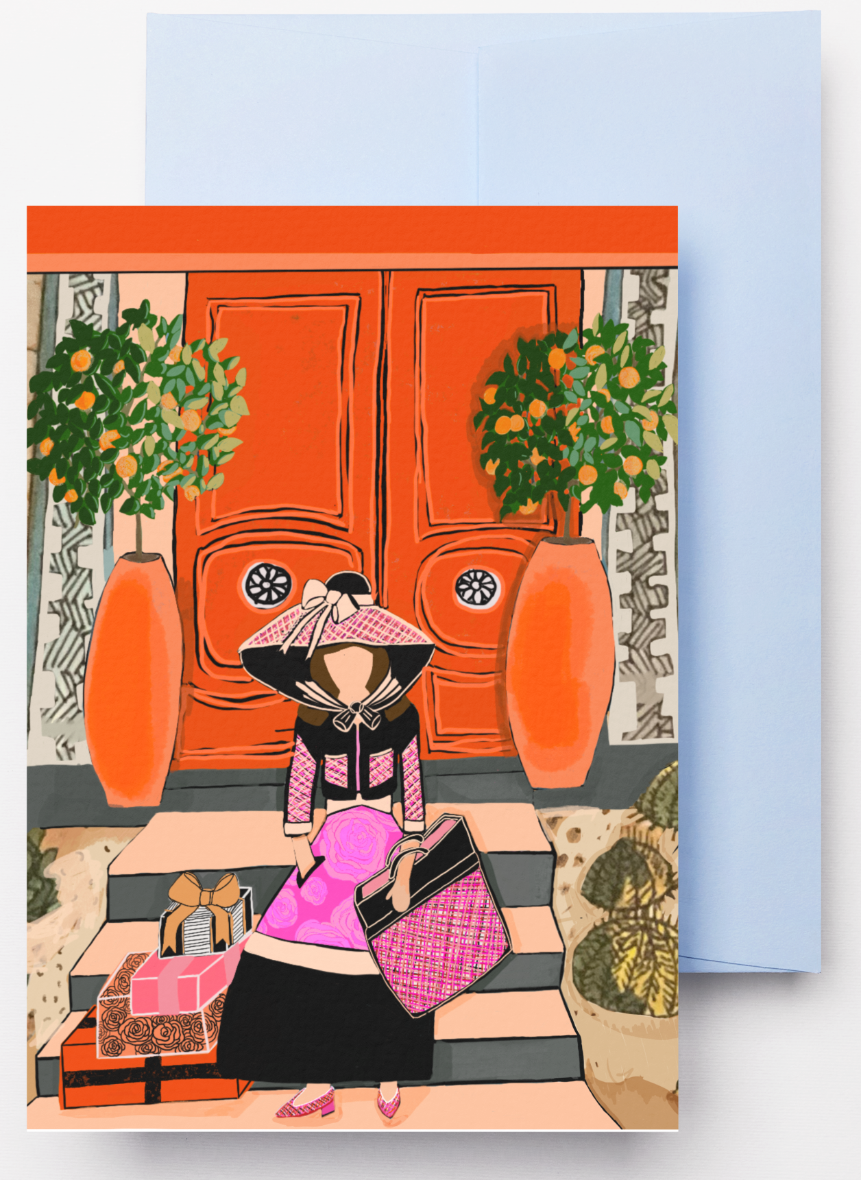 Tangerine & Haute Individual Holiday Greeting Card