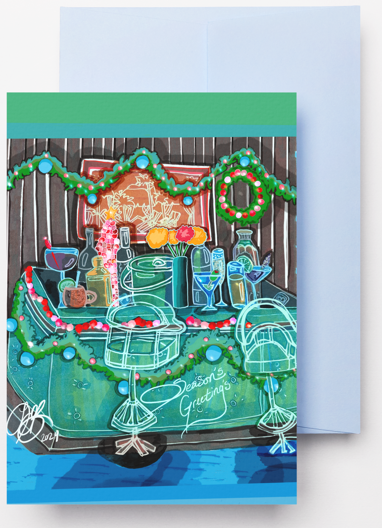 Holiday Themed Greeting Cards Set of 12