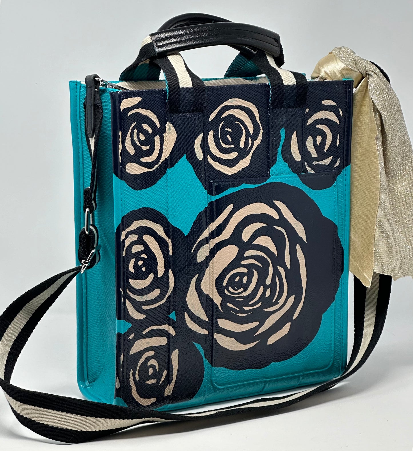 Camellia Turquoise Petite Canvas Bag