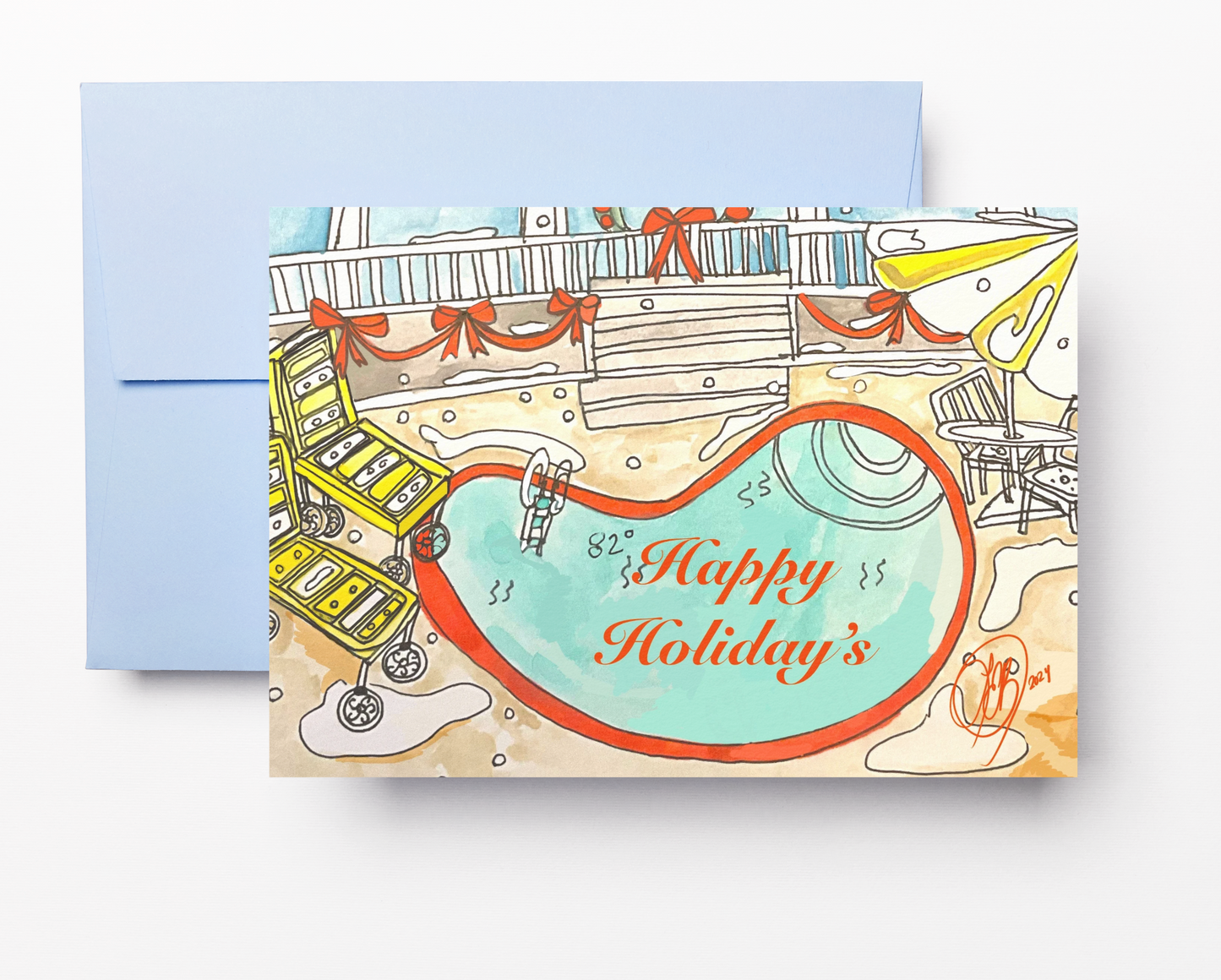 Holiday Themed Greeting Cards Set of 12