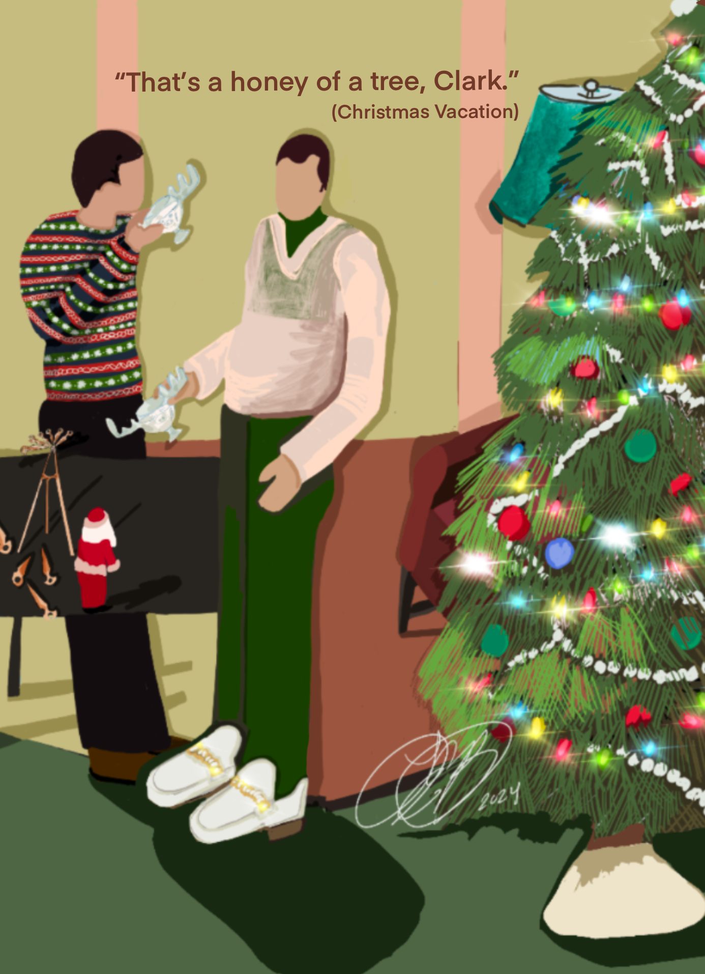 Christmas Vacation Themed Holiday Cards Set of 12