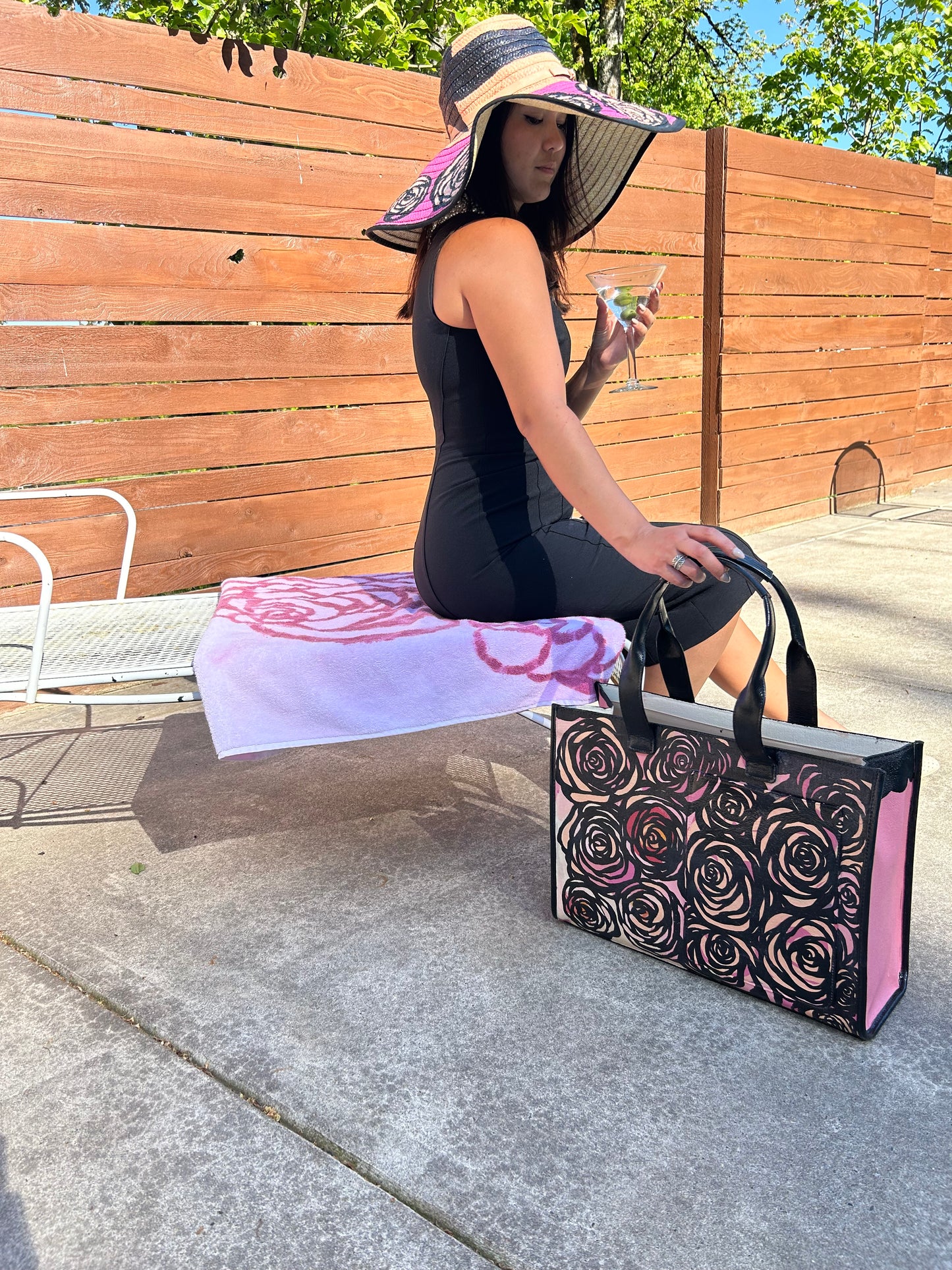 Original Flower Pattern Large Canvas Tote
