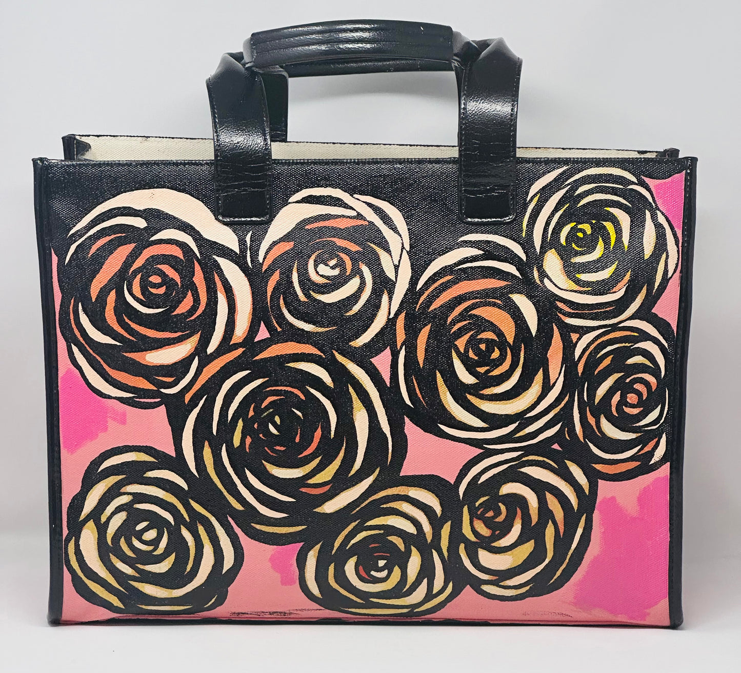 Original Flower Pattern Large Canvas Tote