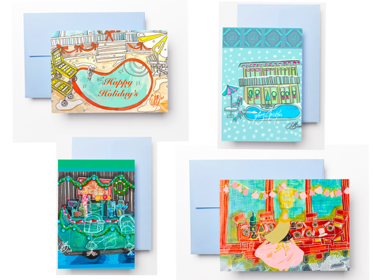 Holiday Themed Greeting Cards Set of 12